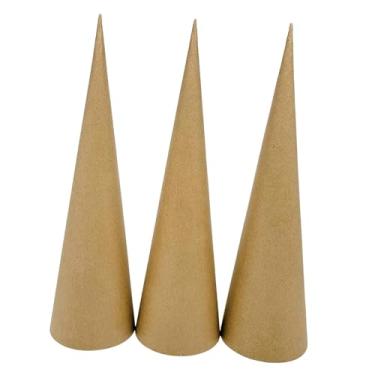 Imagem de Colaxi 3 peças de cones de papel machê, decoração de árvore de Natal, motor fino para artesanato, cones de papelão para pintura, decoração, chapéus de festa, 35cm