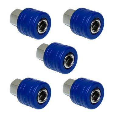 Imagem de Kit 5 Engate Rápido Azul Para Ar De Ar 1 4 Pol. Femea X 1 4 - BRAMAIS