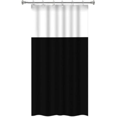 Imagem de Cortina De Box Banheiro PVC Com Visor Liso 138X198cm Cor:Preto e Cinza. Visor Liso Transparente que Permite a Passagem de Luz Natural, Mantendo a Privacidade