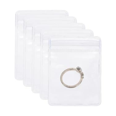 Imagem de PATIKIL Sacos plásticos pequenos para joias de 5 x 7 cm, 100 peças reutilizáveis, com fecho de zíper, bolsa de embalagem de PVC transparente para anéis, brincos, pulseiras, miçangas