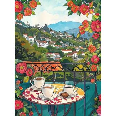 Imagem de PUAGEMTI Kits de pintura de diamante de café para adultos, bebidas, 5D, faça você mesmo, kits de arte de diamante de broca completa para decoração de parede de presente, artes de pedras preciosas, 30