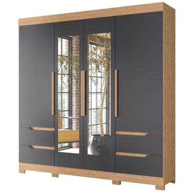 Imagem de Guarda Roupa Casal 212cm Com Espelho Vivacce Freijó/titanium - Albatroz