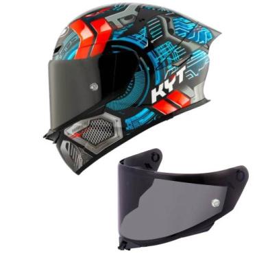 Imagem de Capacete KYT TT Revo Synchrotron Preto e Azul Mais Viseira Fumê, 58