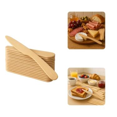 Imagem de Facas de Madeira 16 cm Sustentáveis Kit com 20 Unidades para Eventos e Piqueniques