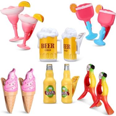 Imagem de Honoson 12 peças clipes de toalha de praia clipes de cadeiras de praia suportes de toalha de piscina de plástico tamanho jumbo prendedores de roupa engraçados para decoração de cobertor de piscina de