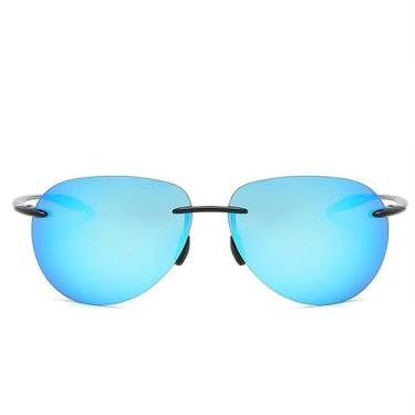 Imagem de Óculos de sol polarizados sem aro TR90, masculinos, ultraleves, espelhados e sem armação, azuis, BH01