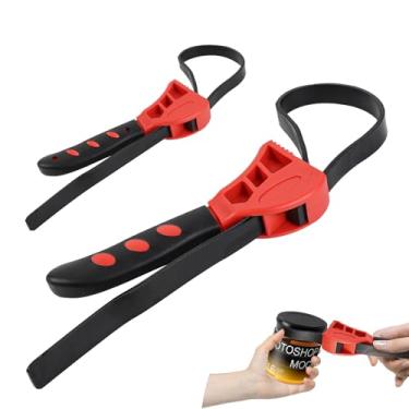 Imagem de wuyaoyao 2 peças de chave de encanamento, chave de borracha ajustável, filtros de óleo de 58 cm e 40 cm, chaves automotivas para filtro de água, encanamento, pia (vermelho, pequeno + grande)