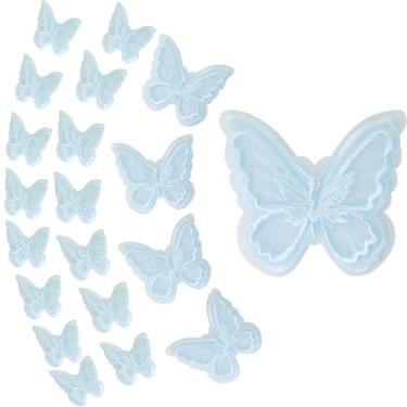 Imagem de ZCZQC 20 peças de renda borboleta aparada dupla transparente tecido de organza bordado costura artesanato 5,5 x 4,8 cm usado para roupas faça você mesmo, vestidos, acessórios de cabelo, decoração de