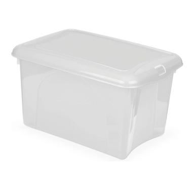 Imagem de Caixa Plastica Organizadora Transparente 16,6 Litros - Plasvale Branco