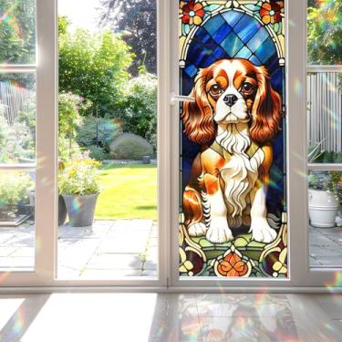 Imagem de Película de vitral Cavalier King Charles Spaniel, decorativo Cavalier King Charles Spaniel, filme de vitral para cães, para porta de banheiro, antiUV