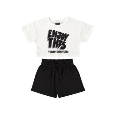 Imagem de Conjunto Blusa e Short Clochard Infantil Guloseima, Branco, 4