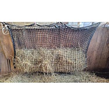 Imagem de Wyzonmica Rede de feno retangular extra grande para cavalos, cabras, orifícios de 3,8 cm, redes de saco de feno de alimentação mais lenta, tamanho retangular 2,1 m x 1,2 m