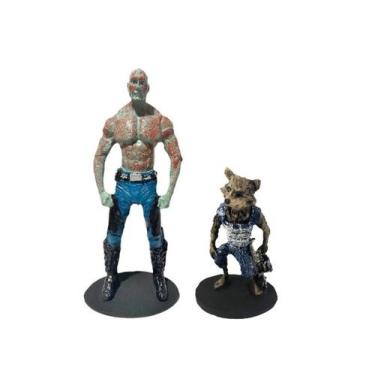 Imagem de Kit Bonecos Rocket e Drax Filme Guardiões da Galáxia 20cm Colecionável