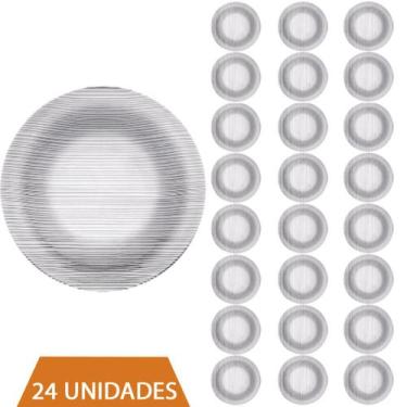 Imagem de Conjunto 24 Pratos Transparente Redondos Fundo 22cm Diamante - NADIR F
