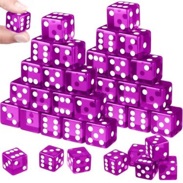 Imagem de Seenelling 36 Piece 19 mm Casino Style Craps Dice Sets Acrylic and Translucent D6 Dice, Square W/Rounded Edge for Casino, Craps, Table Games and Board Games (Purple)