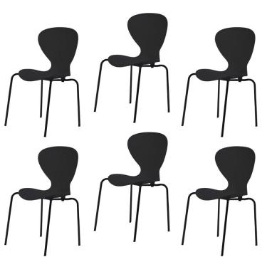 Imagem de Conjunto 6 Cadeiras Base Tubular Fixa Flash Preto