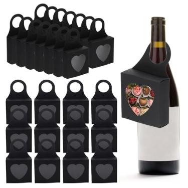 Imagem de PATIKIL Caixas de papel kraft de 9,5 x 8,5 x 3,5 cm com janela e alça de coração, pacote com 36 caixas de presente pequenas para garrafas de vinho, lembrancinhas de festa de casamento, presentes de