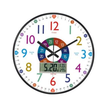 Imagem de Ｂｅｓｇａ Relógio de parede infantil de 12 polegadas, relógio educativo silencioso para quarto de meninos e meninas, decoração elegante, Style C