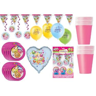 Imagem de Kit completo de decora o para festa de anivers rio para meninas Shopkins Deluxe para 16
