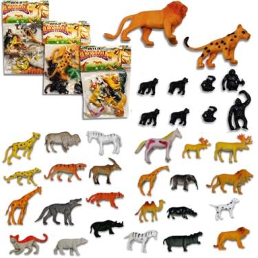 Imagem de Kit Animais De Borracha 30 Bicho Safari Brinquedo Miniatura