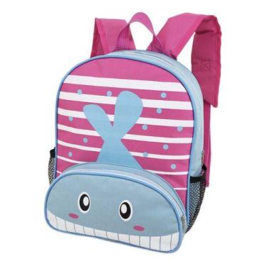 Imagem de Mochila Escolar Infantil Baleia 12L Unissex com Bolsos Grandes Resiste
