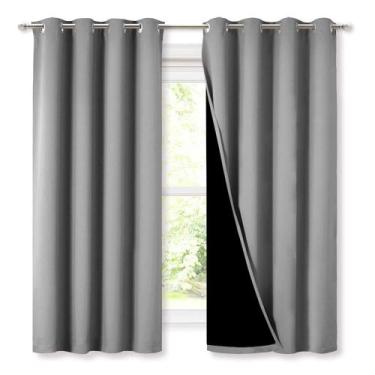 Imagem de Cortinas NICETOWN 100% Blackout com forros pretos 132x160cm 2 painéis