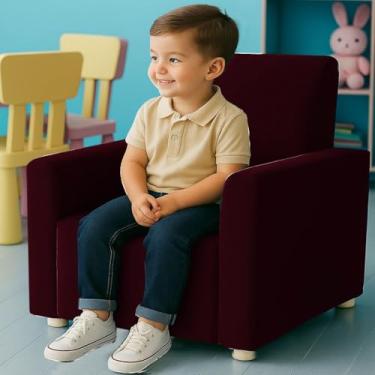 Imagem de Poltrona Infantil Cadeira Sofá Angel Mini Para Crianças Suede Bordo