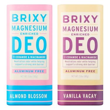 Imagem de BRIXY Desodorante de magnésio, controle eficaz de odores com ceramida e niacinamida para a saúde da pele, sem alumínio, sem bicarbonato de sódio, desodorante de pele sensível, vegano, sem plástico