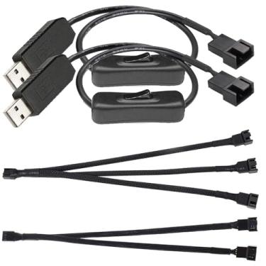 Imagem de Gebildet 2 Peças De Cabo Adaptador De Alimentação Usb Step-Up De 12 V Para Pwm De 3 Pinos/4 Pinos 5 V Usb Com Capa Para Ventilador Com Interruptor, Cabo Divisor De 2 Vias, 3 Vias