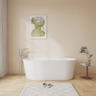 Imagem de Higeine Banheira autônoma branca brilhante premium de 170 cm, banheiras de imersão exclusivas com transbordamento e drenagem CUPC