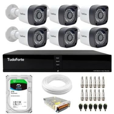 Imagem de Kit 6 Câmeras Bullet Tudo Forte TF 2020 B Full HD 1080p com Visão Noturna 20M Proteção IP66 + DVR Tudo Forte TFHDX 3308 8 Canais + HD 2TB Skyhawk