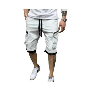 Imagem de Bermuda Cargo Masculina Amarela De Verão Em Algodão Respirável Para Tr