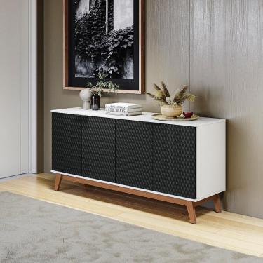 Imagem de Aparador Kappesberg 4 Portas 3d Branco-preto 180cm