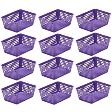 Imagem de YBM Home Pacote com 12 cestas de armazenamento de plástico pequenas para gavetas de lixo doméstico e organização de gavetas de mesa de escritório - bandejas funcionais para cozinha, quarto e banheiro,