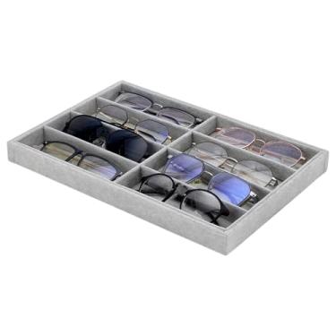 Imagem de PH PandaHall Organizador de óculos de sol, 8 grades, bandejas de óculos de veludo, estojo de exibição empilhável, organizador de vidro, gaveta, suporte de óculos para homens, mulheres, joias e