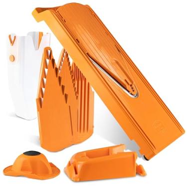 Imagem de Börner Reston Lloyd Mandoline Slicer V3 (conjunto profissional) • Cortador em V com 5 opções de corte e suporte seguro para alimentos • Fatiador de cozinha ajustável para legumes e frutas • Cor