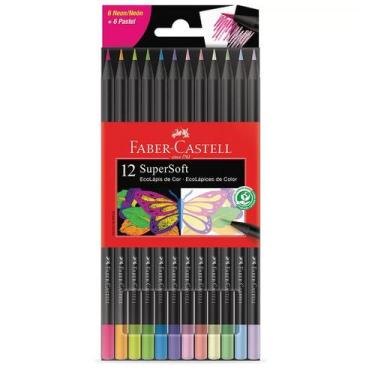 Imagem de Lápis De Cor Faber-Castell 12 Cores Super Soft 6 Neon + 6 Pastel