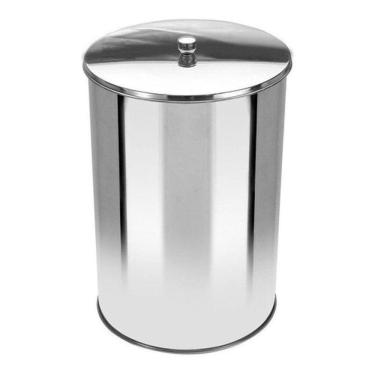 Imagem de Lixeira Office Redonda Com Tampa Em Aço Inox 5 Litros