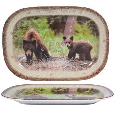 Imagem de Gofunfun Pacote com 2 bandejas de servir ursos extragrandes de 43 cm – Travessas de melamina reutilizáveis para festas, lanches, frutas e biscoitos, pratos de servir comida para entretenimento