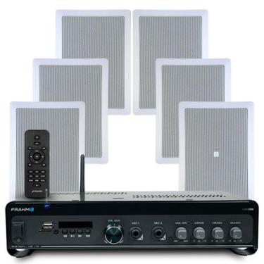 Imagem de Kit 6 Arandelas Jbl de Embutir Teto Som Ambiente Apartamento + Amplifi
