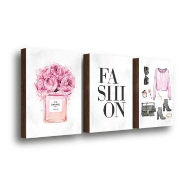 Imagem de Kit 3 Quadros Decorativos Faschion Rose 30X40Cm