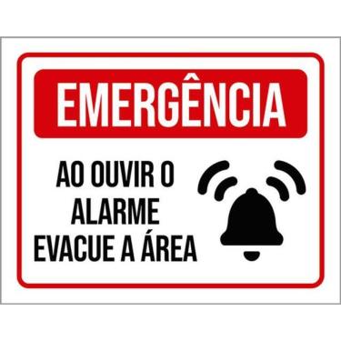 Imagem de Kit 3 Placas Sinalização - Emergência Ouvir Alarme Evacue