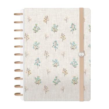 Imagem de Caderno Iscool Disc Inteligente 140 Folhas Entrepontos Floral Azul e Nude Grande G+