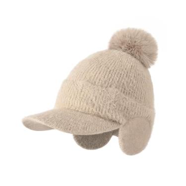 Imagem de Chapéus de inverno para mulheres - Gorro de tricô grosso e quente, 1 pacote Kakhi