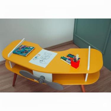 Imagem de Mesa Avião Amarelo com Hélice e Pés Palito Design Criativo Mesa Desenh