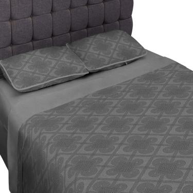 Imagem de Jogo de Cama Tecebem Casal Malha Beto 4 pçs Premium Estampado Mescla