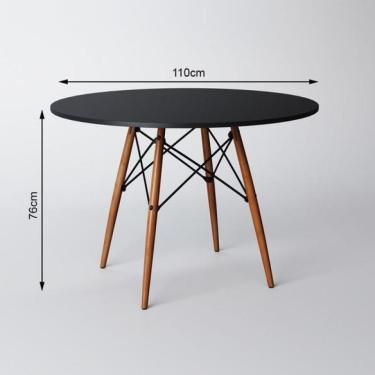 Imagem de Mesa de Jantar Redonda Eiffel Eames 110cm Tampo Madeira Preto