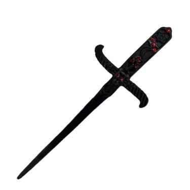 Imagem de Adaga Crânio em Metal Preto 19 cm Pedra Vermelha