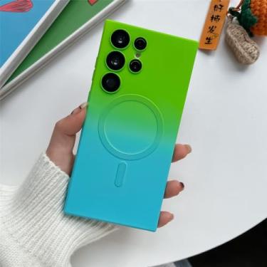 Imagem de Capa de telefone magnética TPU macia para Samsung Galaxy S21 FE S24 S23 S22 S20 Plus Note 20 Ultra Gradient Color Capa protetora, verde azul, para Galaxy S21 Ultra