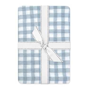 Imagem de Frankie Lençol de berço 100% algodão orgânico para bebês e crianças pequenas, macio e respirável para meninas, meninos, xadrez azul, tamanho único